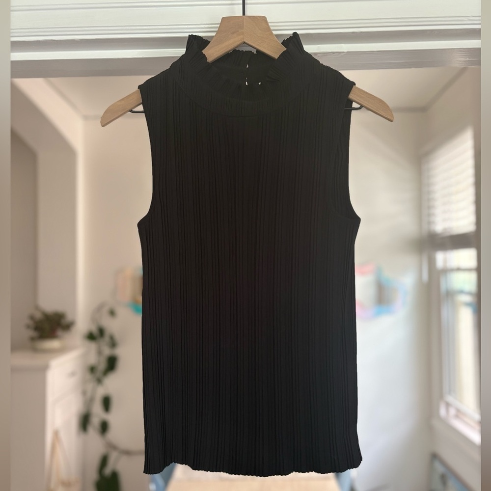 Maje Black Pleated Sleeveless Top